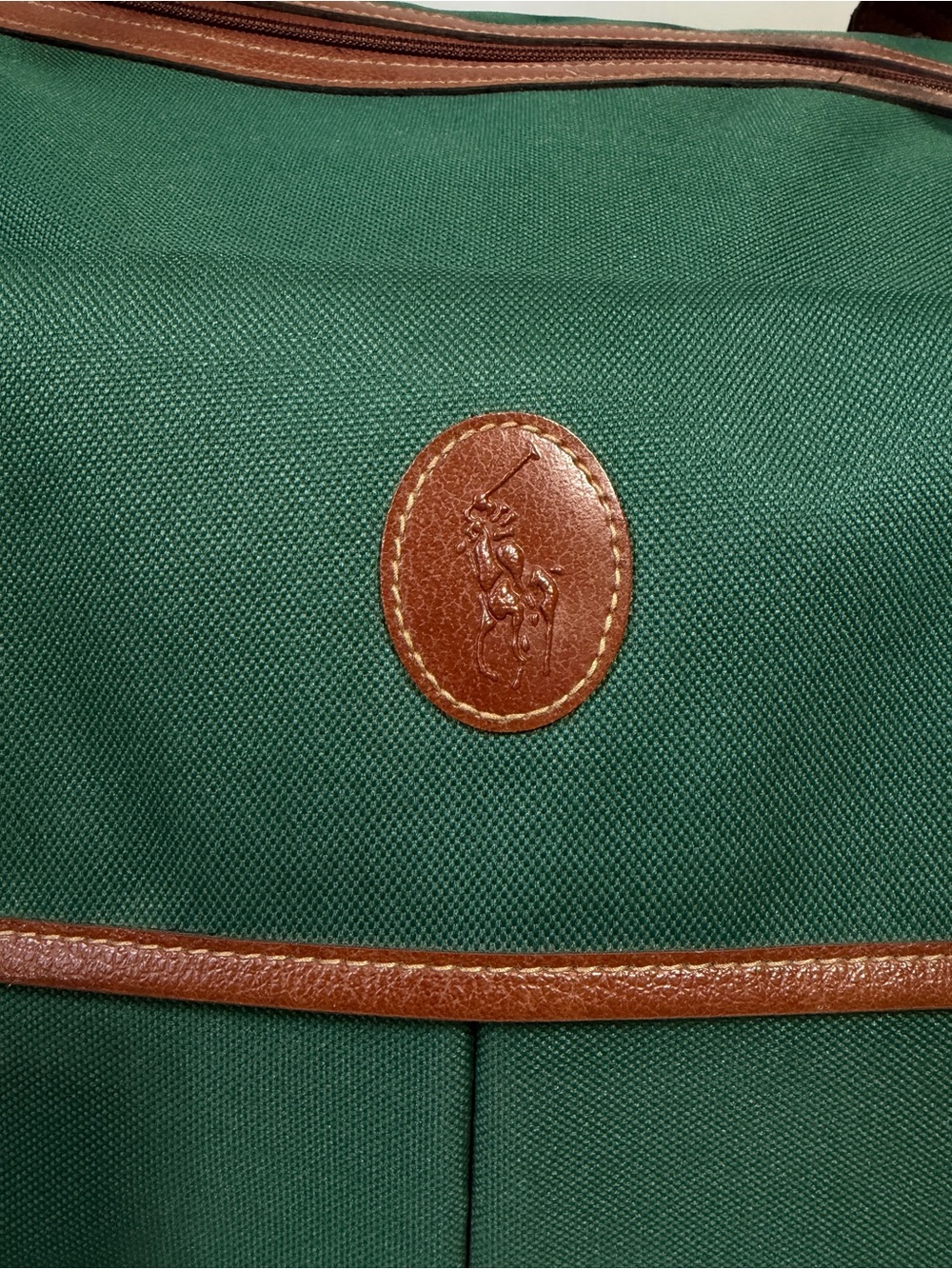 Vintage Ralph Lauren fragrance large green brown duffle travel crossbody bag - Picture 3 of 13